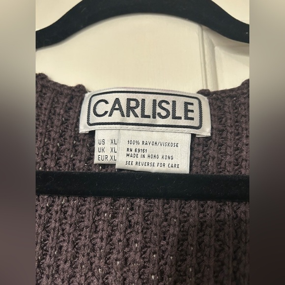 Vintage Crochet Knit Sweater Tank Brown XL - Picture 2 of 4